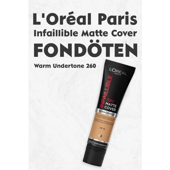 L'Oréal Paris Loreal Paris Infaillible Matte Cover Fondöten SPF25 Warm Undertone 260
