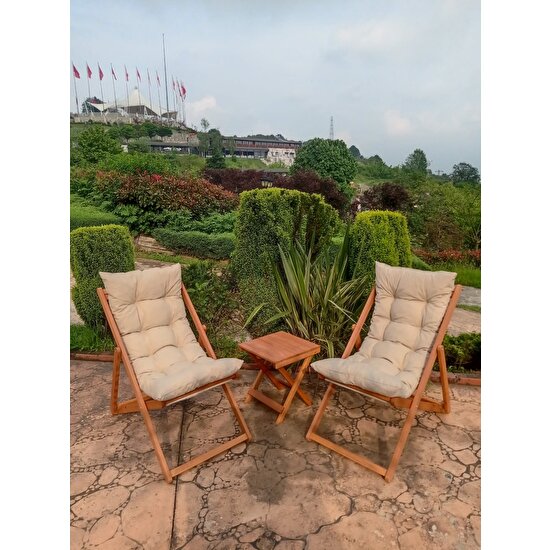 Ayzenbi Arıa Şezlong Seti Bahçe&balkon&teras&plaj Katlanır Ikili Set - 2 Şezlong 1 Masa