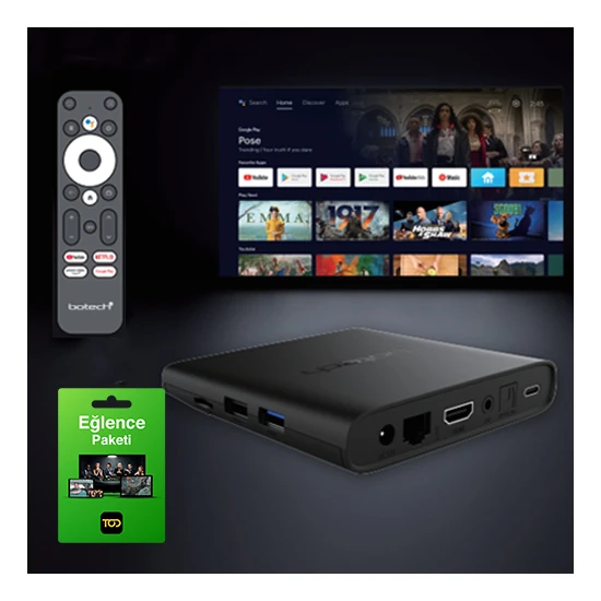 Botech Wzone 4K Ultra HD Android TV Box - 12 Aylık Tod Eğlence Paketi