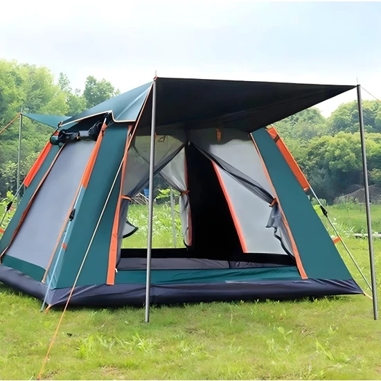Megamus 4 Kişilik Tam Otamatik Tenteli Kamp Çadırı Portatif Anti-Uv Su Geçirmez Outdoor Plaj Piknik Çadır