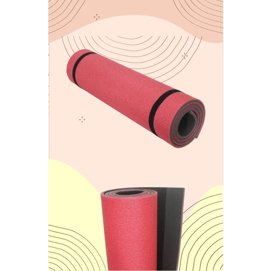 Foam Store Çift Renkli Antrasit-Pembe Çizgi Desenli 180X60 cm 9mm Yoga Pilates Matı