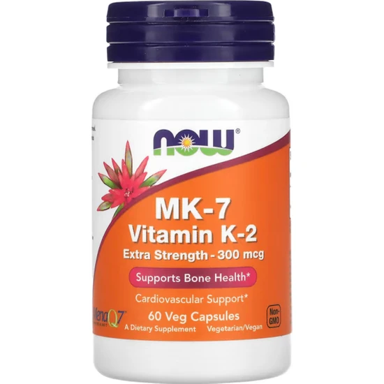Now Foods Mk-7 Vitamin K-2, Extra Strength, 300 Mcg, 60 Veg Kapsül