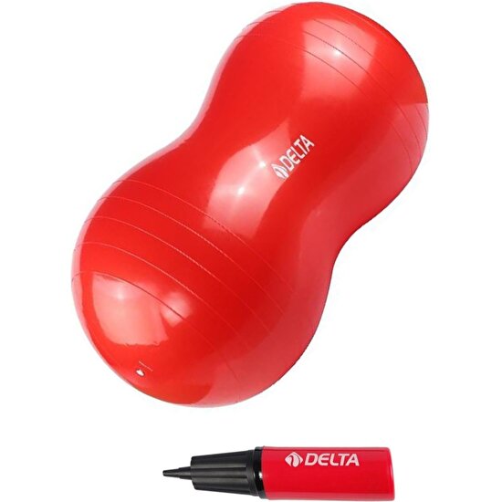 Delta Fıstık Şekilli Kırmızı Pilates Topu + Pilates Topu Pompası