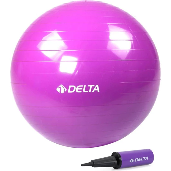 Delta 55 cm Mor Deluxe Pilates Topu Ve Çift Yönlü Pompa Seti