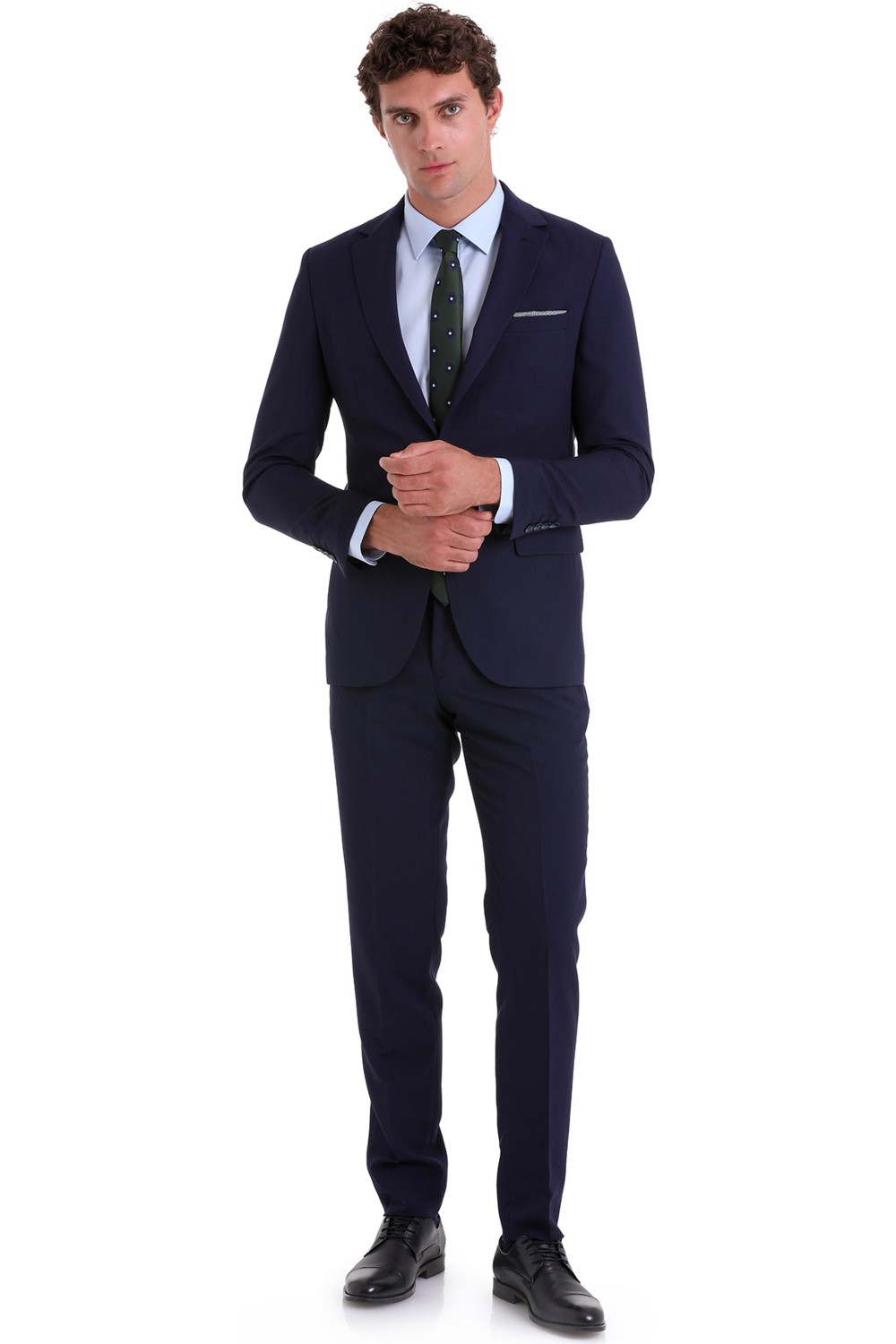 Hatemoğlu Siyah Slim Fit Mono Yaka Desenli Klasik Takım Elbise görsel 4