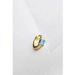MorMajor Silver Ithal 1cm Baget Mini Halka Aqua Taş Gümüş Küpe
