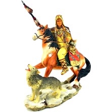 Rakun Home Kızılderili Biblo Serisi / Atlı Savaşçı ve Kurt