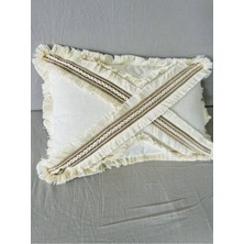 NDC Home Çapraz Çoklu Püsküllü Keten Krem Kırlent 2 Adet Kırlent Kılıfı (35 x 55)