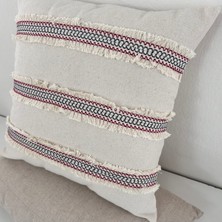 NDC Home Mini Çift Püsküllü Keten Krem Kırlent Kırlent Kılıfı 43 x 43 cm