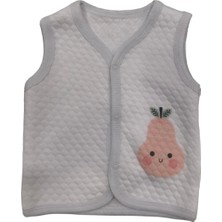 Bibaby Kız Çocuk Yelek Kapitone Pretty Bear Beyaz Antialerjik Özellikli 3 - 6 Ay