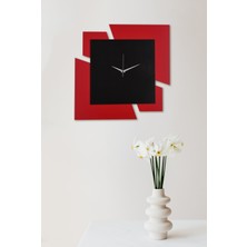 İnfigo Concept Ahşap Lazer Kesim Kırmızı Duvar Saati 50 cm - Puzzle