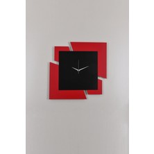İnfigo Concept Ahşap Lazer Kesim Kırmızı Duvar Saati 50 cm - Puzzle