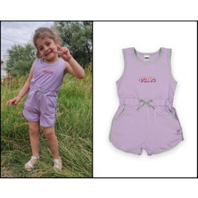 Novy Baby Fiyonklu Aplikeli Çıtçıtlı Sıfır Kol Çocuk Şort Tulum - 1-5 Yaş - 2090
