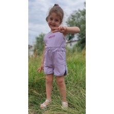 Novy Baby Fiyonklu Aplikeli Çıtçıtlı Sıfır Kol Çocuk Şort Tulum - 1-5 Yaş - 2090