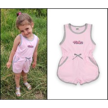 Novy Baby Fiyonklu Aplikeli Çıtçıtlı Sıfır Kol Çocuk Şort Tulum - 1-5 Yaş - 2090