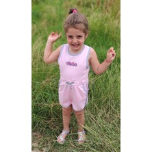 Novy Baby Fiyonklu Aplikeli Çıtçıtlı Sıfır Kol Çocuk Şort Tulum - 1-5 Yaş - 2090