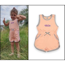 Novy Baby Fiyonklu Aplikeli Çıtçıtlı Sıfır Kol Çocuk Şort Tulum - 1-5 Yaş - 2090