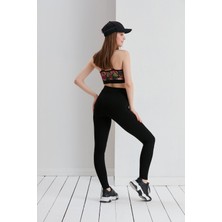 Thin Shop Siyah Dikişli Çelik Örgü  Siyah Tayt -  Bayan Tayt - Siyah Tayt