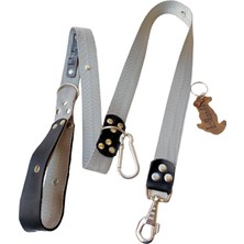 Balkonda Köpek gezdirme tasması hakiki deri füme kolon yumuşak sık dokuma kalın metal kancalı genişlik:3cm uzunluk:120cm dog leash B5-3