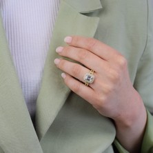 Lilarote 3.5 Karat Görünümlü Baget Kesim Sarı Altın Yüzük