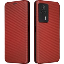 LR Joyful Xiaomi Redmi K60E 5g Karbon Fiber Doku Kabuğu Telefon Kılıfı Stand Kartı Yuvası Pu Deri Kapak (Yurt Dışından)