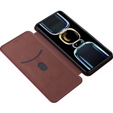 LR Joyful Xiaomi Redmi K60E 5g Karbon Fiber Doku Kabuğu Telefon Kılıfı Stand Kartı Yuvası Pu Deri Kapak (Yurt Dışından)