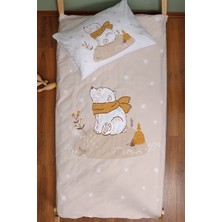 Organik Montessori Nevresim Takımı (100X200) - For Baby Serisi - Kahverengi Atkılı Ayı