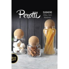 Perotti Romelu Top Mantar Kapaklı Cam Kavanoz ve Baharat Seti 3 Lü Top Mantar Kapaklı Cam