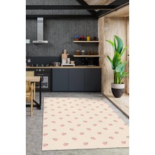 Homshtag Şeftali Desenli Turuncu Halı Minimal Salon Halısı Renkli Mutfak Halı Tarz Oturma Odası Halı