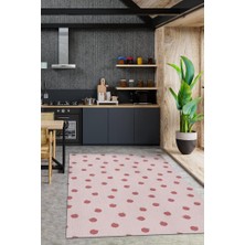Homshtag Elma Desenli Pembe Halı Minimal Salon Halısı Renkli Mutfak Halısı Tarz Oturma Odası Halı