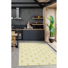 Homshtag Limon Desenli Sarı Halı Minimal Salon Halısı Renkli Mutfak Halısı Tarz Oturma Odası Halı