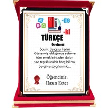 Nil Hediye Türkçe Öğretmenine Hediye Plaket