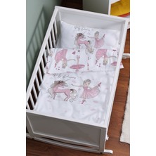 Tuğba Kuğu Anne Yanı Beşik Nevresim Takımı (60X100) - For Baby Serisi - Pembe Balerin ve Unicorn