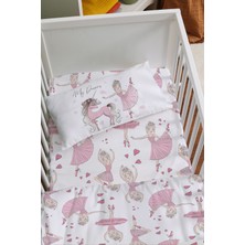 Tuğba Kuğu Anne Yanı Beşik Nevresim Takımı (60X100) - For Baby Serisi - Pembe Balerin ve Unicorn