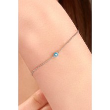 TMT Silver Gümüş Turkuaz Göz Nazar Boncuklu Gurmet Zincir Bileklik