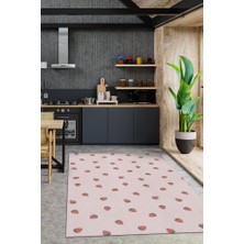 Homshtag Çilek Desenli Kırmızı Halı Minimal Salon Halısı Renkli Mutfak Halısı Tarz Oturma Odası Halı