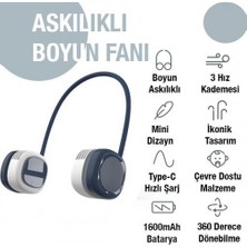 Coofbe 1600MAH Kulaklık Tasarımlı Askılıklı Taşınabilir 3 Kademeli Şarjlı Boyun Fanı Boyun Vantilatör Soğutucu