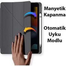 Coofbe Kalem Yerli Standlı Uyku Modlu Sert Şeffaf Arka Kapak  iPad 10.9 2022 Kılıf Kapaklı Tablet Kılıfı