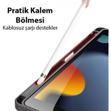 Coofbe Kalem Yerli Standlı Uyku Modlu Sert Şeffaf Arka Kapak  iPad 10.9 2022 Kılıf Kapaklı Tablet Kılıfı