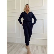 Key Moda Kadın Kapüşonlu Paçası Lastikli Eşofman Takımı Siyah