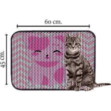 Miapet Elekli Desenli Kedi Tuvalet Önü Paspası 60 x 45 cm Pink