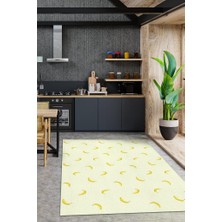 Homshtag Muz Desenli Sarı Halı Minimal Salon Halısı Renkli Mutfak Halısı Tarz Oturma Odası Halı