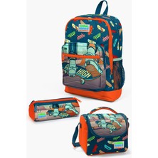 Coral High Kids Civit Neon Turuncu Kaykay Desenli 3’lü Okul Çanta Seti SET0123723