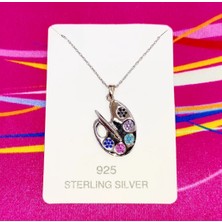 Oriental Taşlı Palet Gümüş Kolye