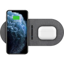 Microcase Samsung-Iphone-Apple Watch-Airpods ile Uyumlu 15W 2in1 Kablosuz Hızlı Şarj Standı