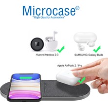 Microcase Samsung-Iphone-Apple Watch-Airpods ile Uyumlu 15W 2in1 Kablosuz Hızlı Şarj Standı