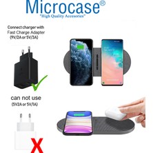 Microcase Samsung-Iphone-Apple Watch-Airpods ile Uyumlu 15W 2in1 Kablosuz Hızlı Şarj Standı