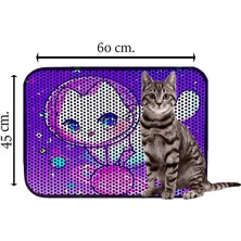 Miapet Elekli Desenli Kedi Tuvalet Önü Paspası 60 x 45 cm Astronot Kedi