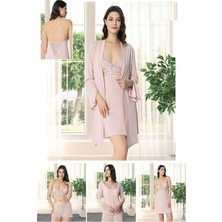 Alissa 9620 Kadın Çeyizlik Dantelli Penye 6'lı Set Pudra