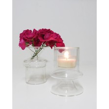 Missi Ayaklı Clear Cam Mumluk ve Tealıght Seti